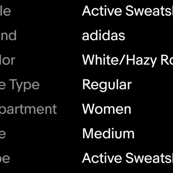 NWOT adidas Women's Giant Logo Crew Sweatshirt White/Hazy Rose Medium - Picture 3 of 3